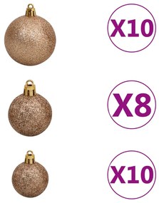 Árvore Natal artificial c/ 300 luzes LED, bolas e neve 240 cm