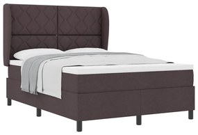 Cama com Estrado e Colchão - Castanho Escuro, 160x200 cm, Tecido