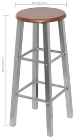 Bancos de bar 4 pcs MDF prateado e castanho