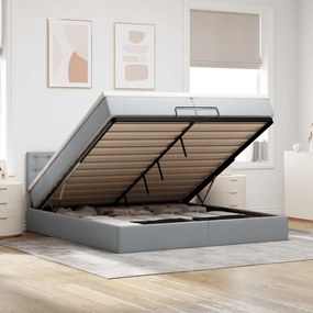 vidaXL Estrutura de cama otomana com colchão 200x200 cm cinzento-claro