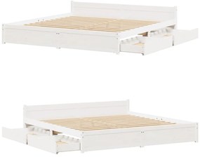 Cama sem colchão 200x200 cm madeira de pinho maciça branco