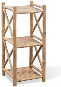Estante de bambu quadrada com 3 prateleiras
