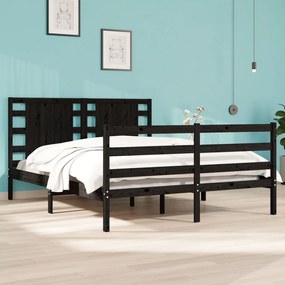 vidaXL Estrutura de cama 140x190 cm madeira de pinho maciça preto