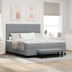 vidaXL Cama Box com Colchão e Banco Cinza Claro 180x200 cm Tecido