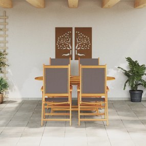 Conjunto de Jantar para Jardim 5 Peças Madeira Acácia Antracite