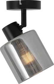 Candeeiro de teto Art Deco preto com vidro fumê ajustável - Laura