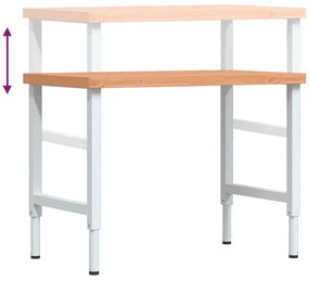 Bancada retangular 100x60x(73-99,5) cm madeira de faia maciça