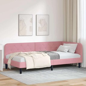 vidaXL Estrutura de Cama de Canto Rosa 100 x 200 cm Veludo