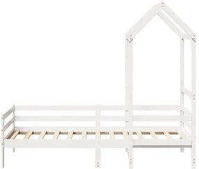 Sofá-cama com telhado 90x200 cm madeira de pinho maciça branco
