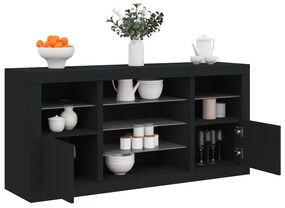 Aparador com luzes LED 142,5x37x67 cm preto