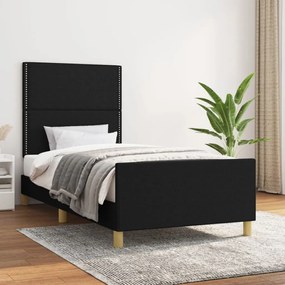 Estrutura de cama sem colchão 90x190 cm tecido preto