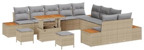 Conjunto de Sofá de Jardim com 13 Peças e Almofadas Bege em Rattan Sin