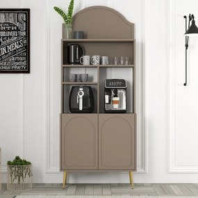 Armário de Cozinha/Sala "Caffè" - Atlas e Dourado - 81.3x201x35cm - De