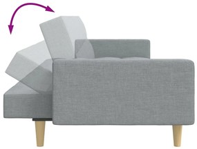 Sofá-cama de 2 lugares c/ apoio de pés tecido cinzento-claro