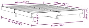 Estrutura cama s/ colchão derivados de madeira carvalho sonoma