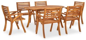 vidaXL Conjunto de jantar de jardim com 7 peças, 150x90 cm, madeira de acácia maciça