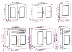 7 peças armário de cozinha conjunto Kalmar branco
