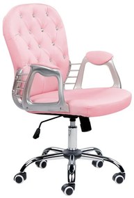 Cadeira de escritório em pele sintética rosa com cristais PRINCESS Beliani