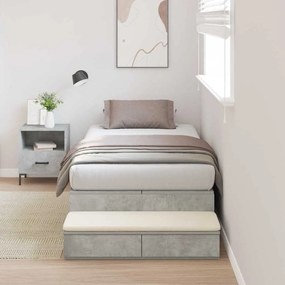 vidaXL Cama de Armazenamento Cinza Concreto 90x190 cm