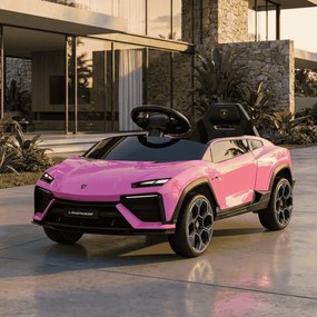 Carro elétrico para crianças Lamborghini Lanzador 12V com licença, bateria de lítio, luzes LED, controle remoto Rosa