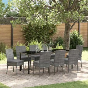 vidaXL Conjunto de Jantar de Jardim com 9 Peças em Poliratan Cinza.