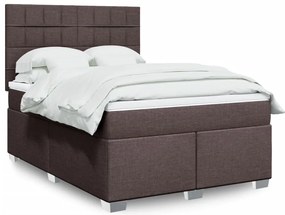 vidaXL Cama com molas/colchão 160x200 cm tecido castanho-escuro