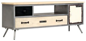 vidaXL Móvel de TV madeira de mangueira maciça e aço 120x30x45 cm