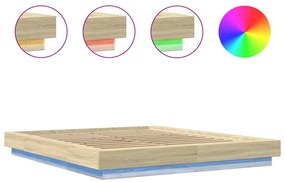Estrutura cama c/ luzes LED derivados madeira carvalho sonoma