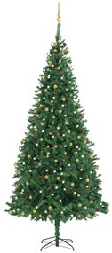 vidaXL Árvore Natal artificial pré-iluminada c/ bolas/LEDs 300cm verde