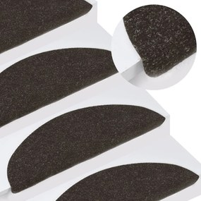 vidaXL Tapetes de escada adesivos 10 pcs 65x22,5x3,5 cm preto
