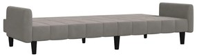 Sofá-cama de 2 lugares veludo cinzento-claro