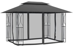 Gazebo com paredes laterais 400x300x270 cm aço antracite