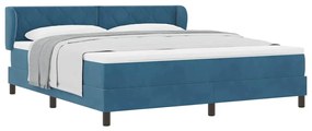 Cama Box Spring vidaXL com Colchão Azul Escuro 180x200 cm Veludo