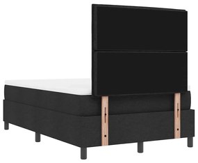 Cama com Box Spring com Colchão e Banco Preto 120x190 cm Tecido