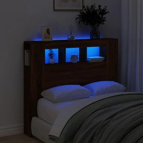 Cabeceira c/ LEDs 120x18,5x103,5 cm carvalho castanho