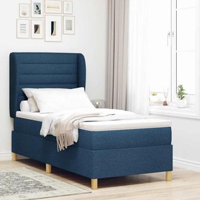 vidaXL Cama Box Springs com Colchão Cinza Escuro 90x190 cm Azul tecido