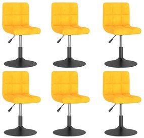vidaXL Cadeiras de jantar giratórias 6 pcs veludo amarelo