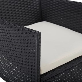 5 pcs conjunto jantar p/ exterior vime PE e vidro preto