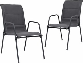 vidaXL Cadeiras de jardim empilháveis 2 pcs aço e textilene antracite