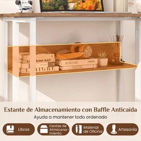 Secretária Dobrável com Estante, 80 x 47 x 76 cm, Poupança de Espaço, Natural