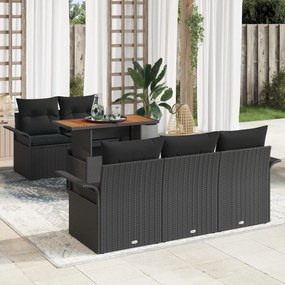Conjunto de Sofá para Jardim vidaXL de 6 Peças com Almofadas de Rattan