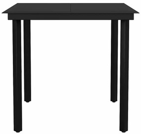Conjunto jantar jardim 3 peças vidro vime PE castanho