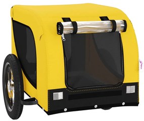 Reboque bicicleta p/ animais tecido oxford/ferro amarelo/preto