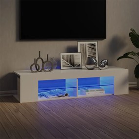 Móvel de TV Rutti com Luzes LED de 135 cm - Branco Brilhante - Design