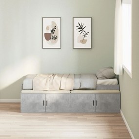 Estrutura de Cama com Armazenamento Cinza Concreto 90x190 cm