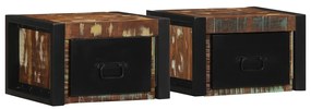 vidaXL Mesas de cabeceira, 2 pcs, 40x35x25cm madeira maciça recuperada