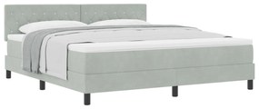 Camas Box Spring vidaXL com Colchão Cinzento Claro Veludo Super King