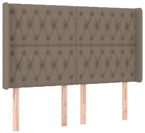 Cama box spring colchão/LED 140x200 cm tecido cinza-acastanhado