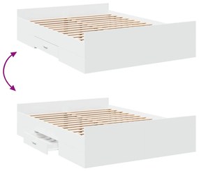 Estrutura de cama c/ gavetas 120x200cm derivados madeira branco