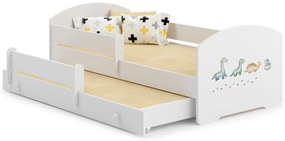 Cama infantil  dupla branca LUK dinossauros 160x80 - colchão e estrado incluído
